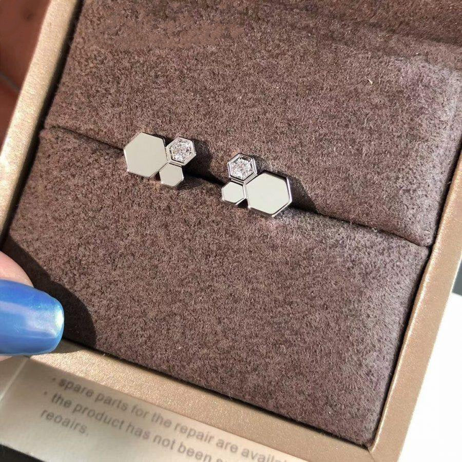CHAUMET BEE LOVE SILVER DIAMOND EARRINGS
