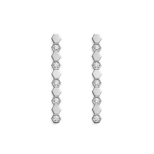 CHAUMET BEE LOVE SILVER DIAMOND LONG EARRINGS