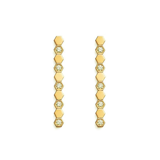 CHAUMET BEE LOVE GOLD DIAMOND LONG EARRINGS