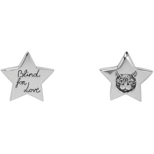 GUCCI SILVER BLIND FOR LOVE STAR EARRINGS