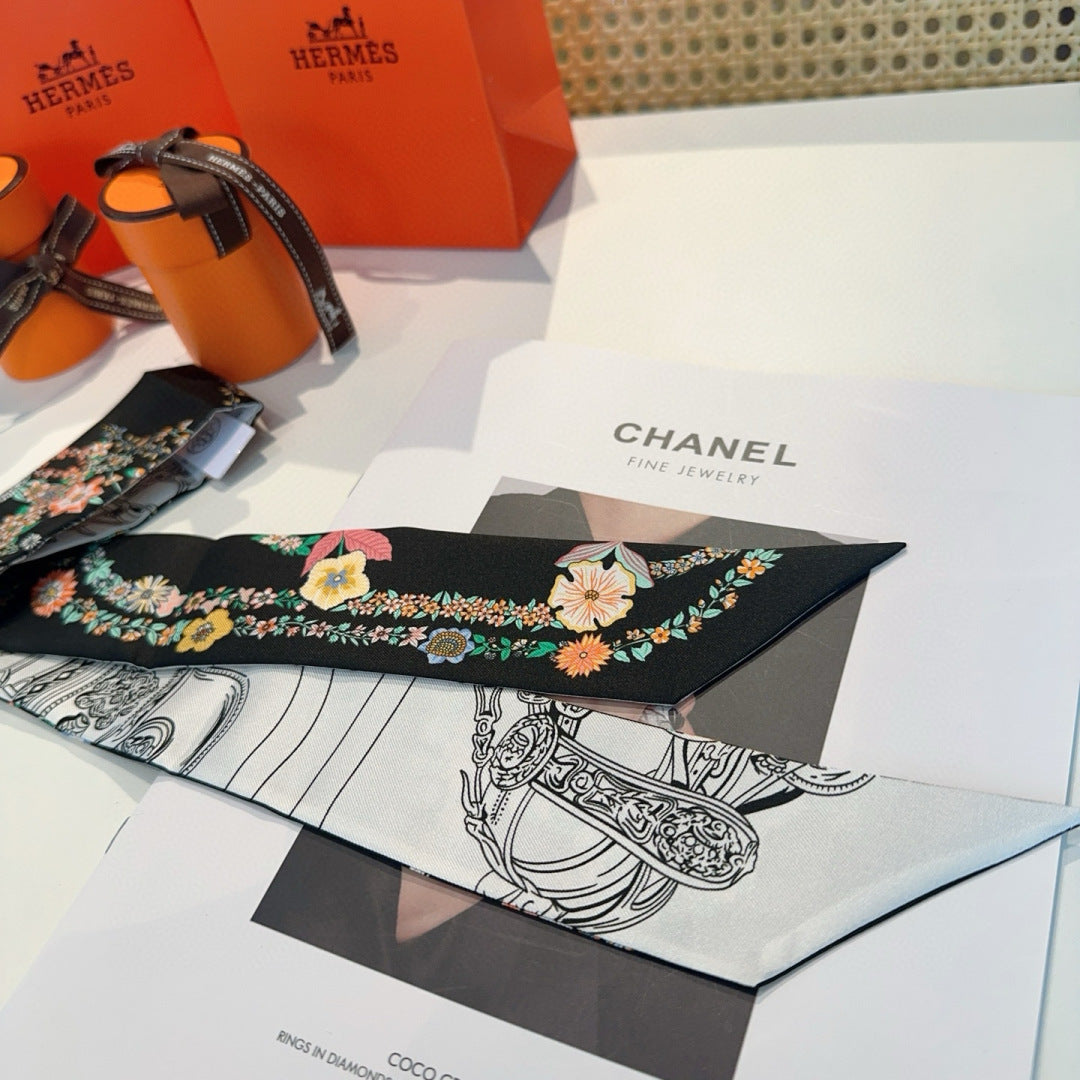 HERMES HERMES 25S SILK NECKERCHIEF 86 IN SILK 714377