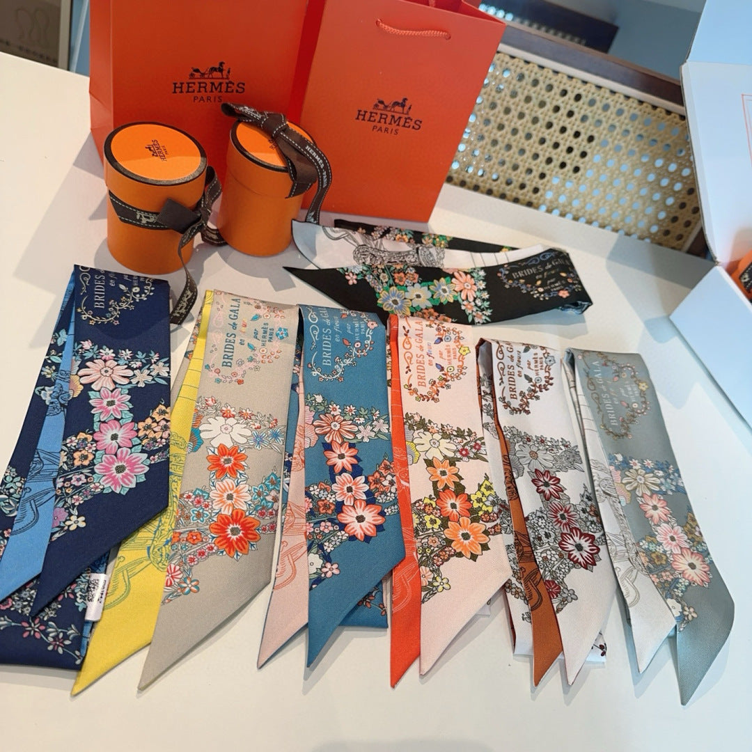 HERMES HERMES 25S SILK NECKERCHIEF 86 IN SILK 714377