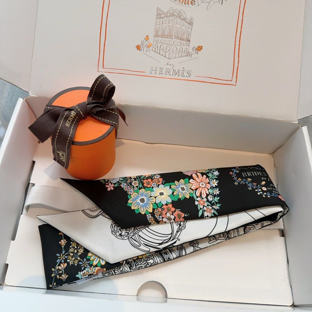 HERMES HERMES 25S SILK NECKERCHIEF 86 IN SILK 714377
