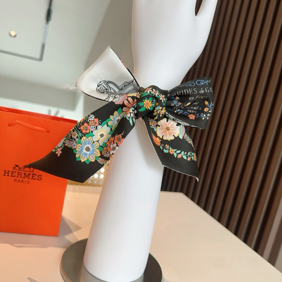HERMES HERMES 25S SILK NECKERCHIEF 86 IN SILK 714377