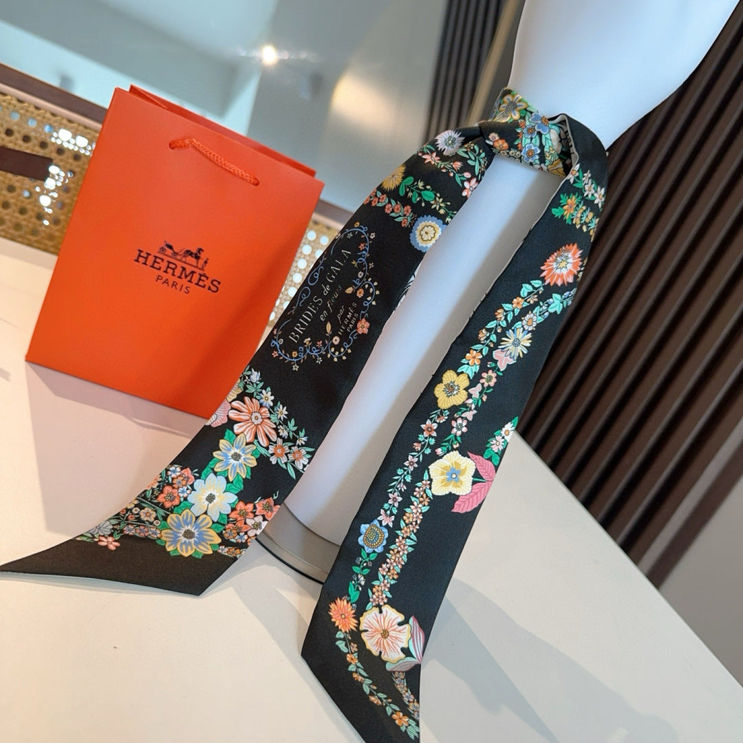 HERMES HERMES 25S SILK NECKERCHIEF 86 IN SILK 714377