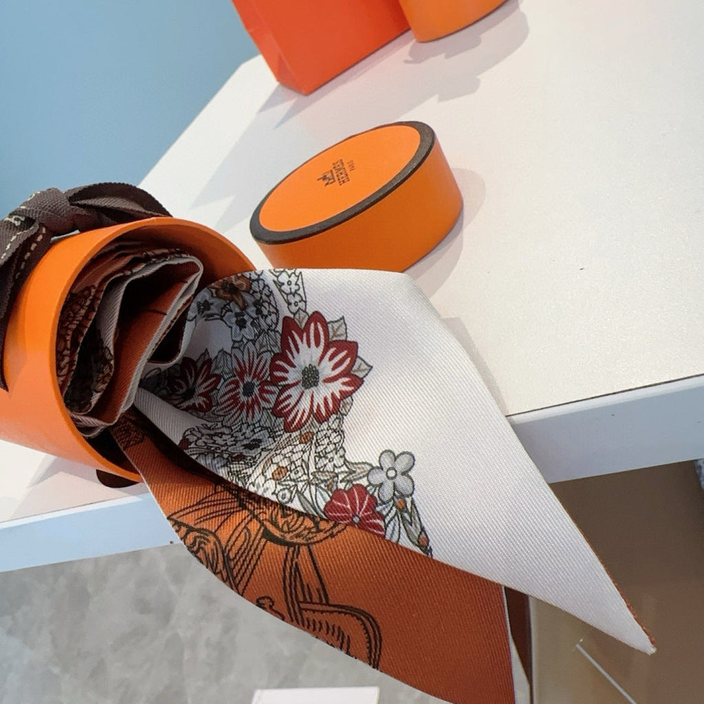 HERMES HERMES 25S SILK NECKERCHIEF 86 IN SILK 714381
