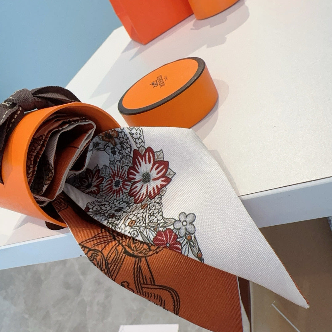 HERMES HERMES 25S SILK NECKERCHIEF 86 IN SILK 714381