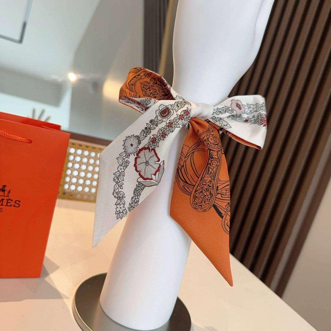 HERMES HERMES 25S SILK NECKERCHIEF 86 IN SILK 714381