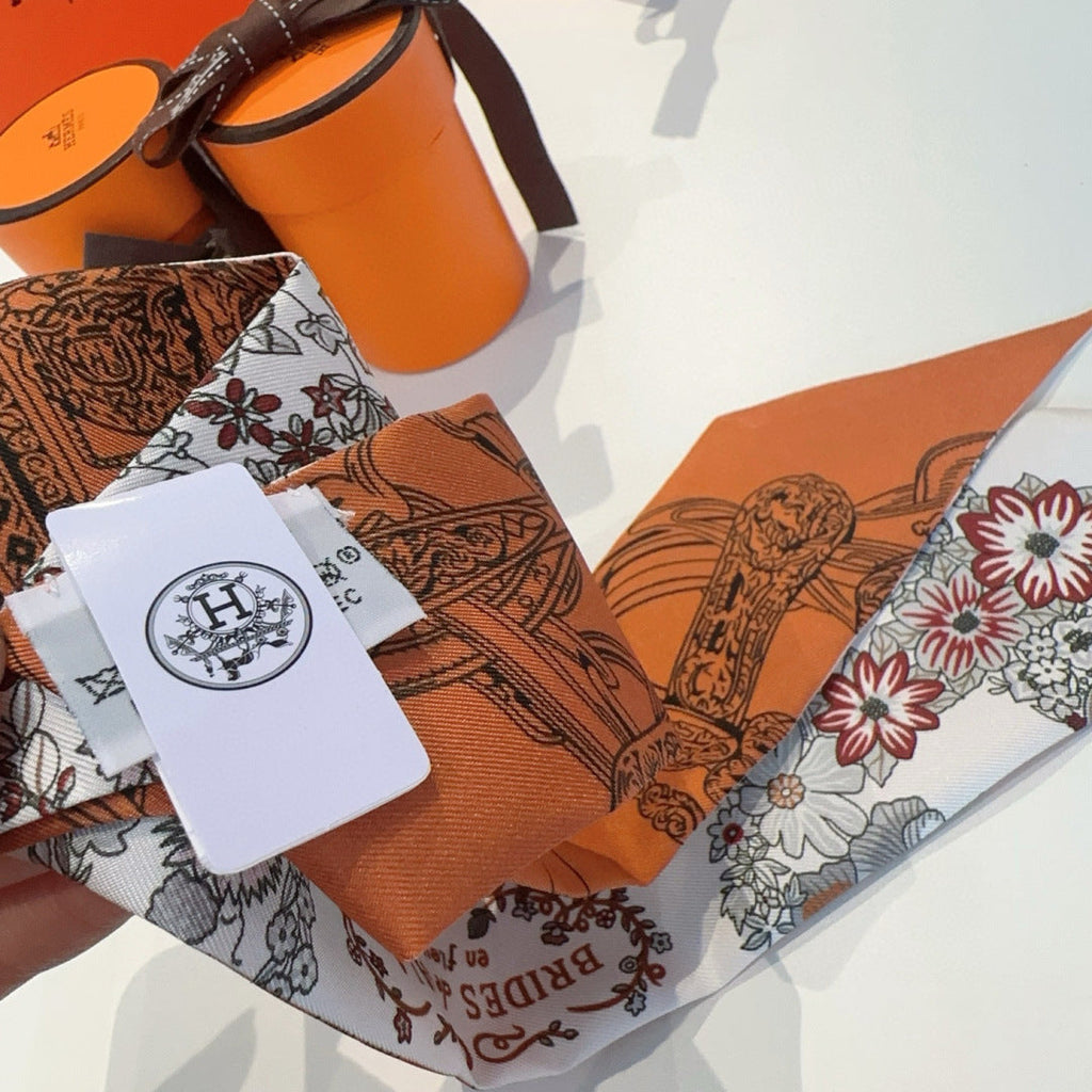 HERMES HERMES 25S SILK NECKERCHIEF 86 IN SILK 714381
