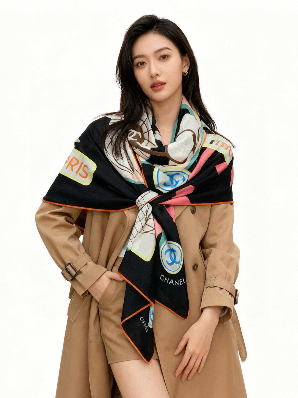 CHANEL 25S SCARF 135 IN CASHMERE 991653