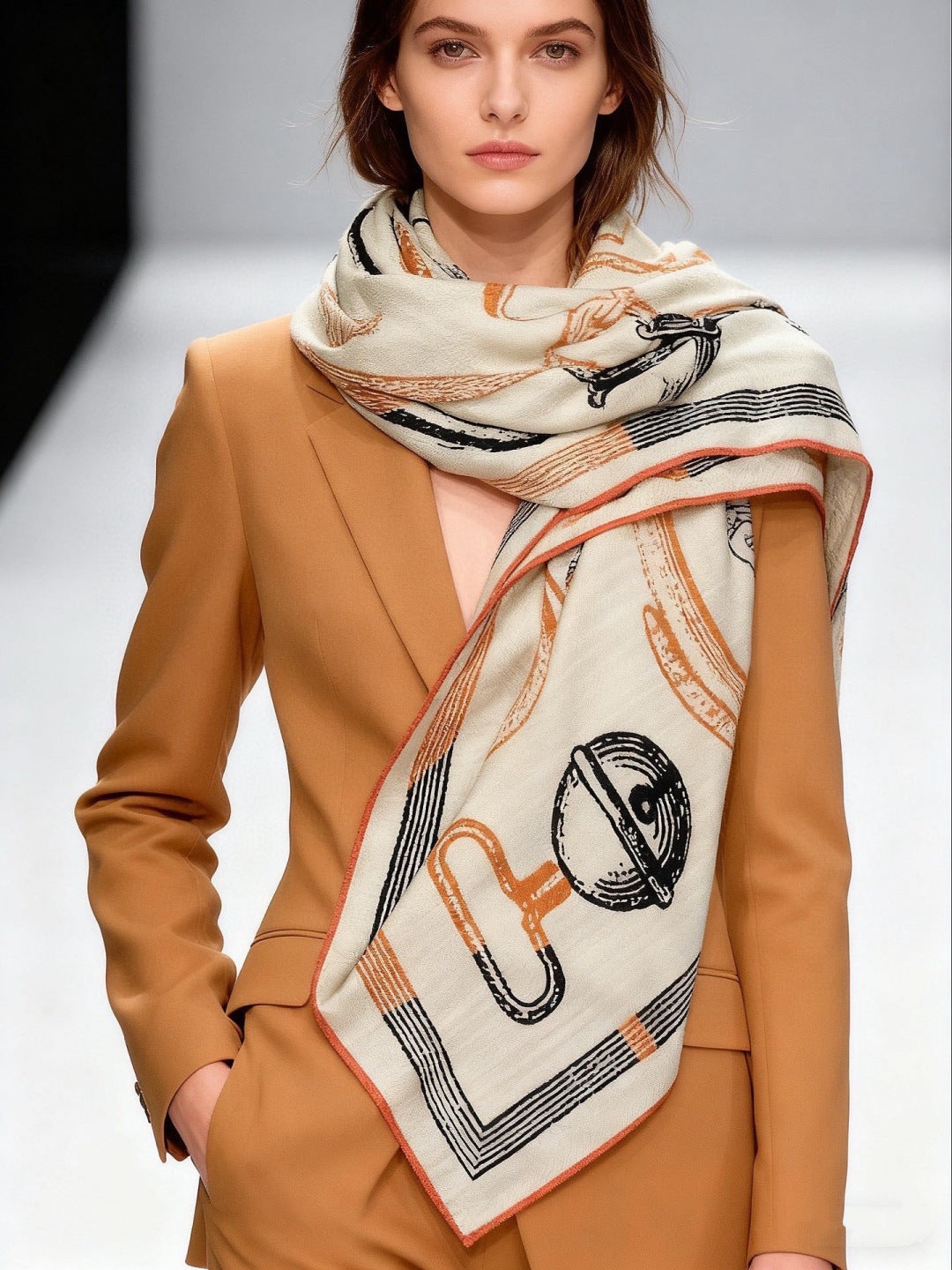 HERMES HERMES 25S SCARF 137 IN SILK CASERE 991692