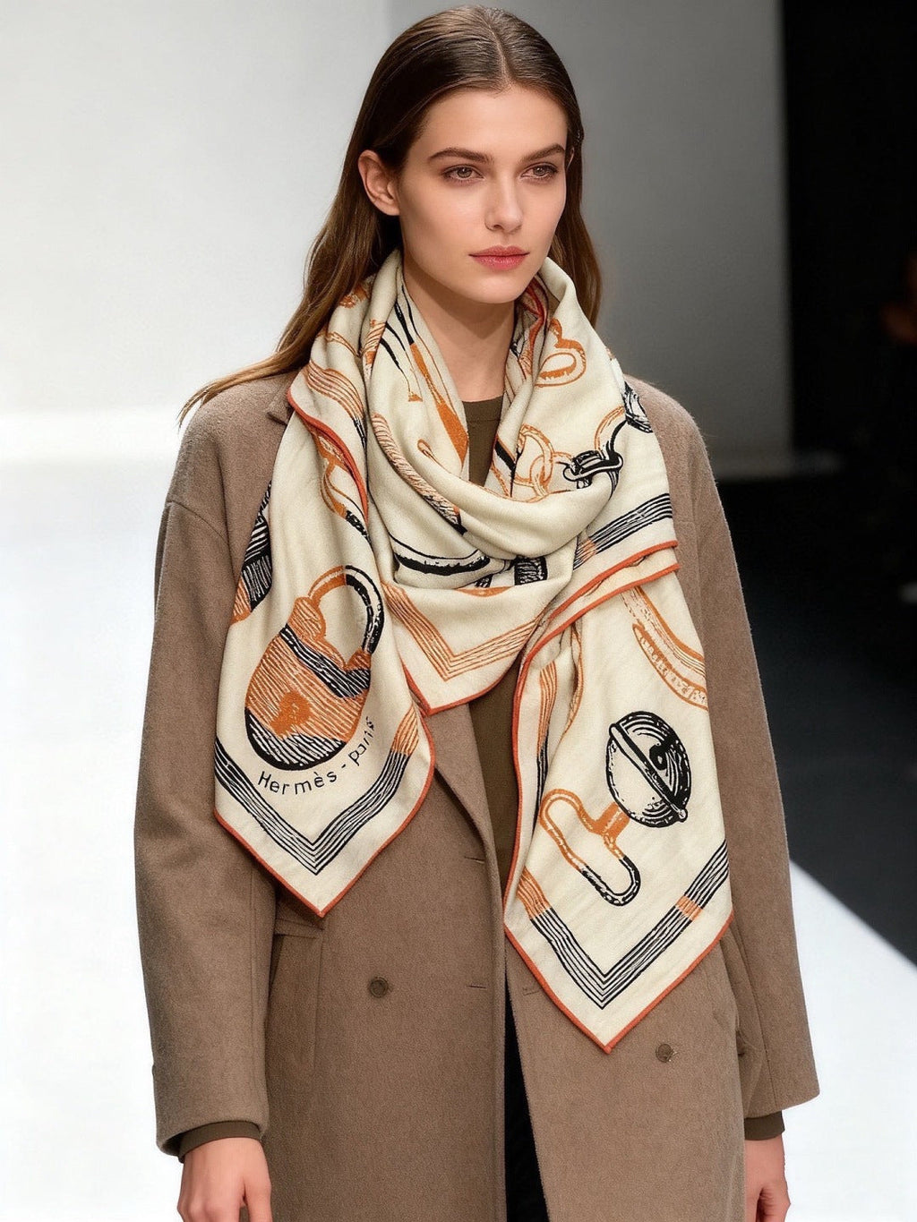 HERMES HERMES 25S SCARF 137 IN SILK CASERE 991692