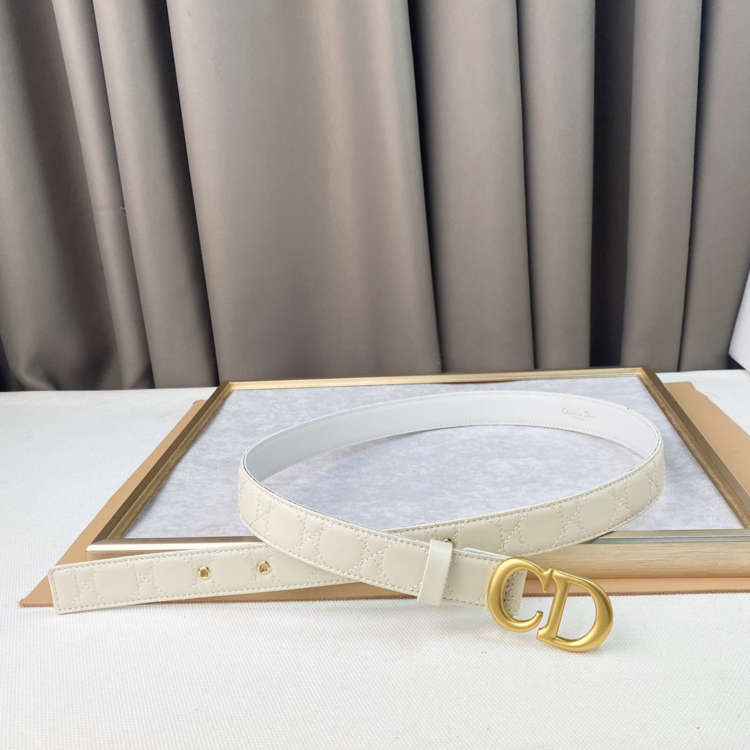 DIOR 25S BELT 30 MM IN CREAM WHITE CALFSKIN 564808