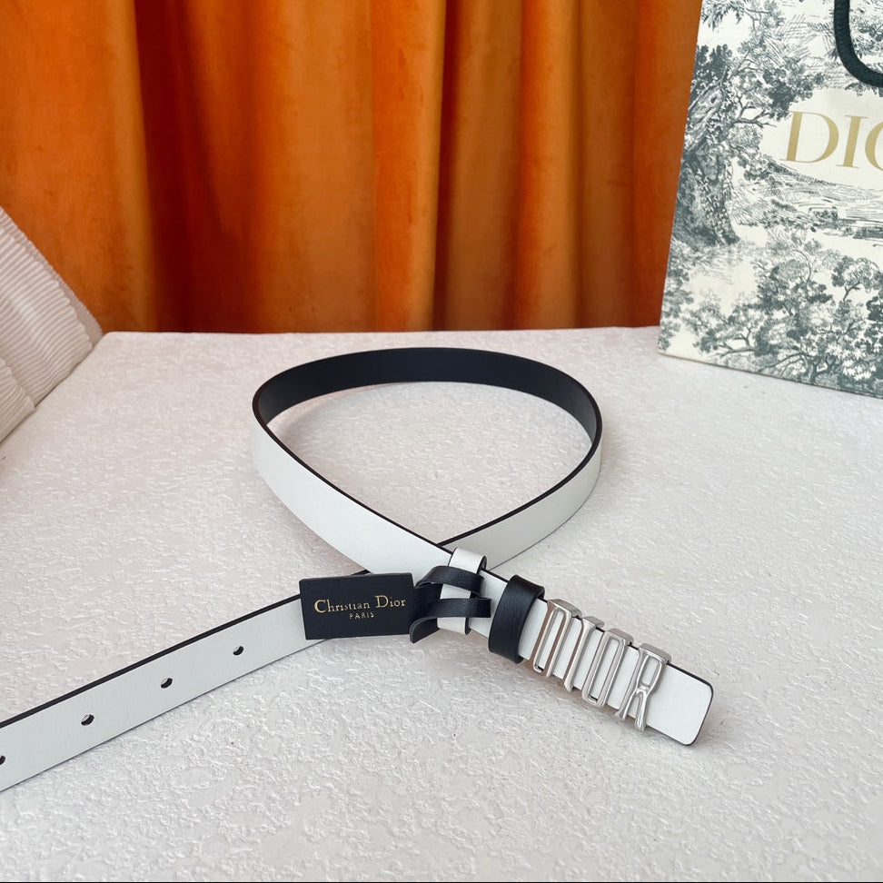 DIOR 25S BELT 20 MM IN WHITE CALFSKIN 562037