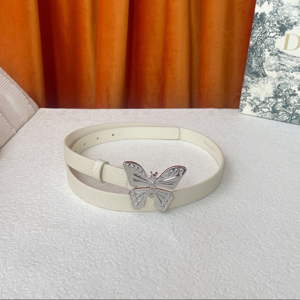 DIOR 25S BELT 20 MM IN CREAM WHITE CALFSKIN 571775