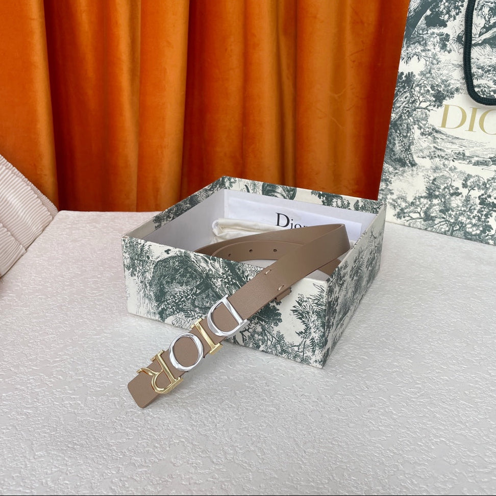 DIOR 25S BELT 20 MM IN GREY BROWN CALFSKIN 562164