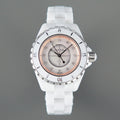 CHANEL J12 33mm Quartz White Ceramic Diamond Numerals Pink Mop Dial