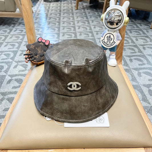 CHANEL BUCKET HAT IN WOOD BROWN CALFSKIN 431731