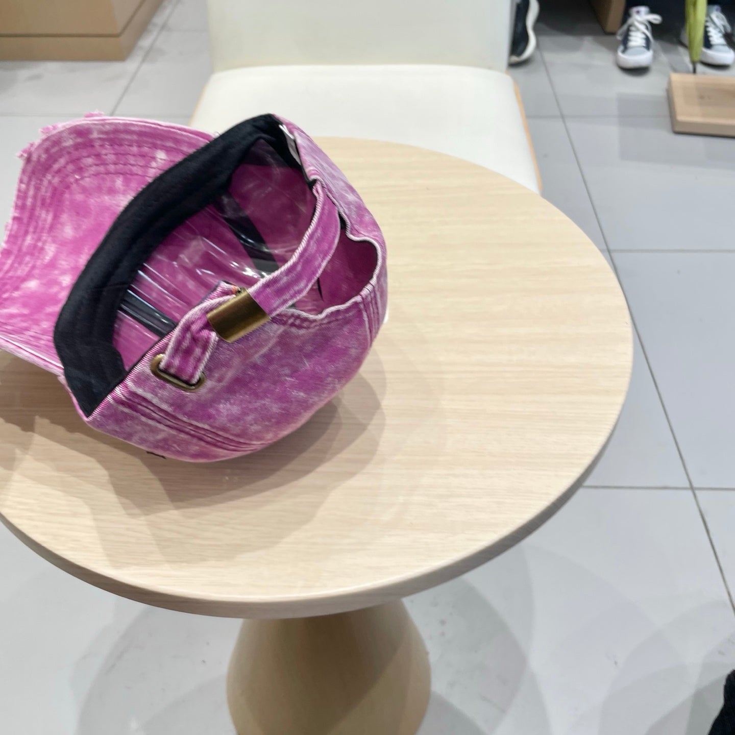 MIU MIU MM DISTRESSED FABRIC BASEBALL CAP IN PINK WITH EMBROIDERED LOGO