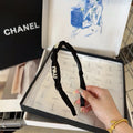 CHANEL HEADBAND CRYSTALS LOGO IN BLACK VOILE 414443