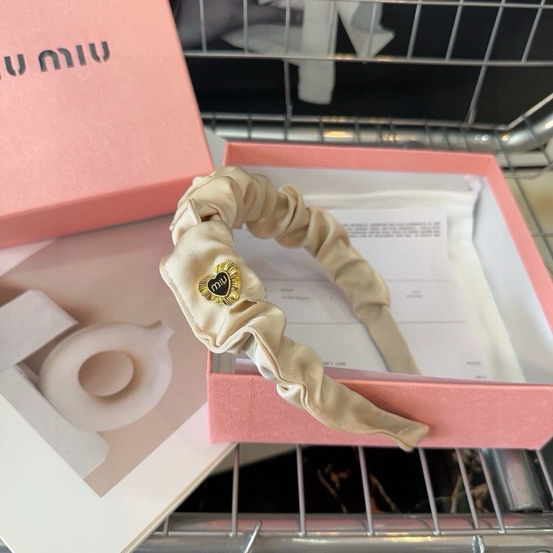 CHANEL HEADBAND IN BEIGE COTTON GOLD HARDWARE 425519