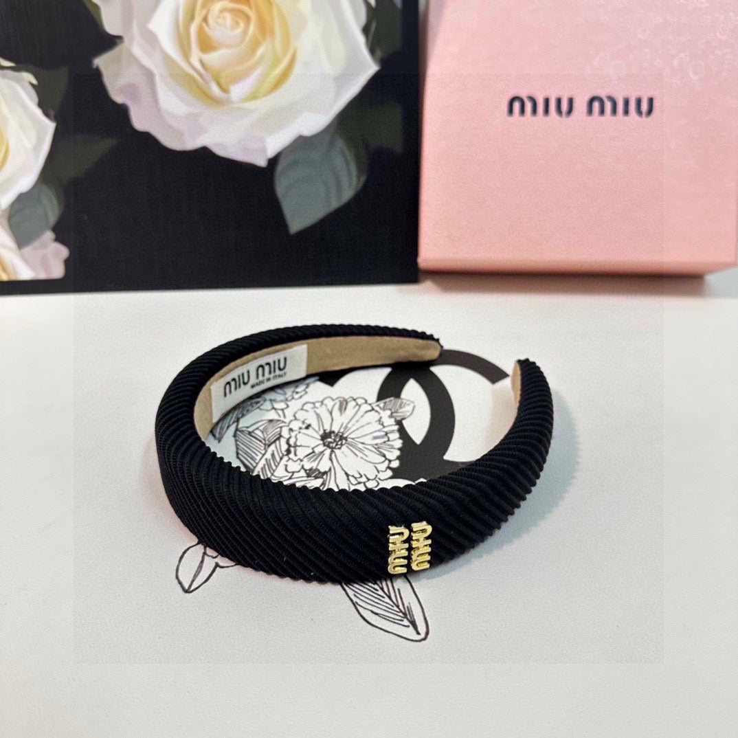 CHANEL THICK HEADBAND IN BLACK CORDUROY 412476