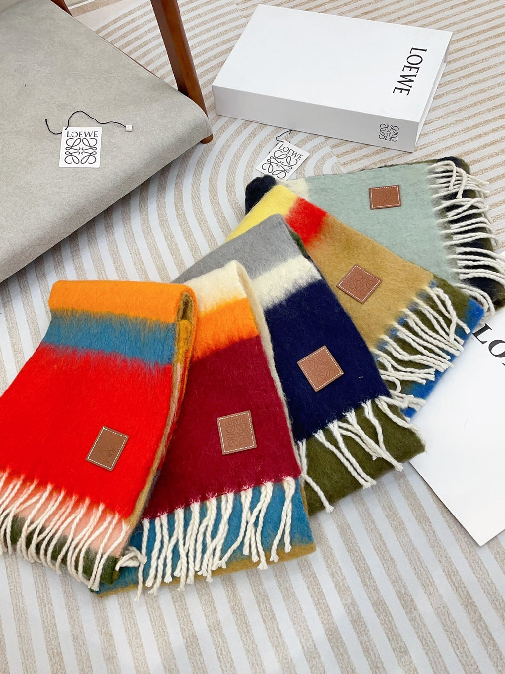 LOEWE SCARF 185 CM IN COLORFUL GRADIENT WOOL AND MOHAIR 396252