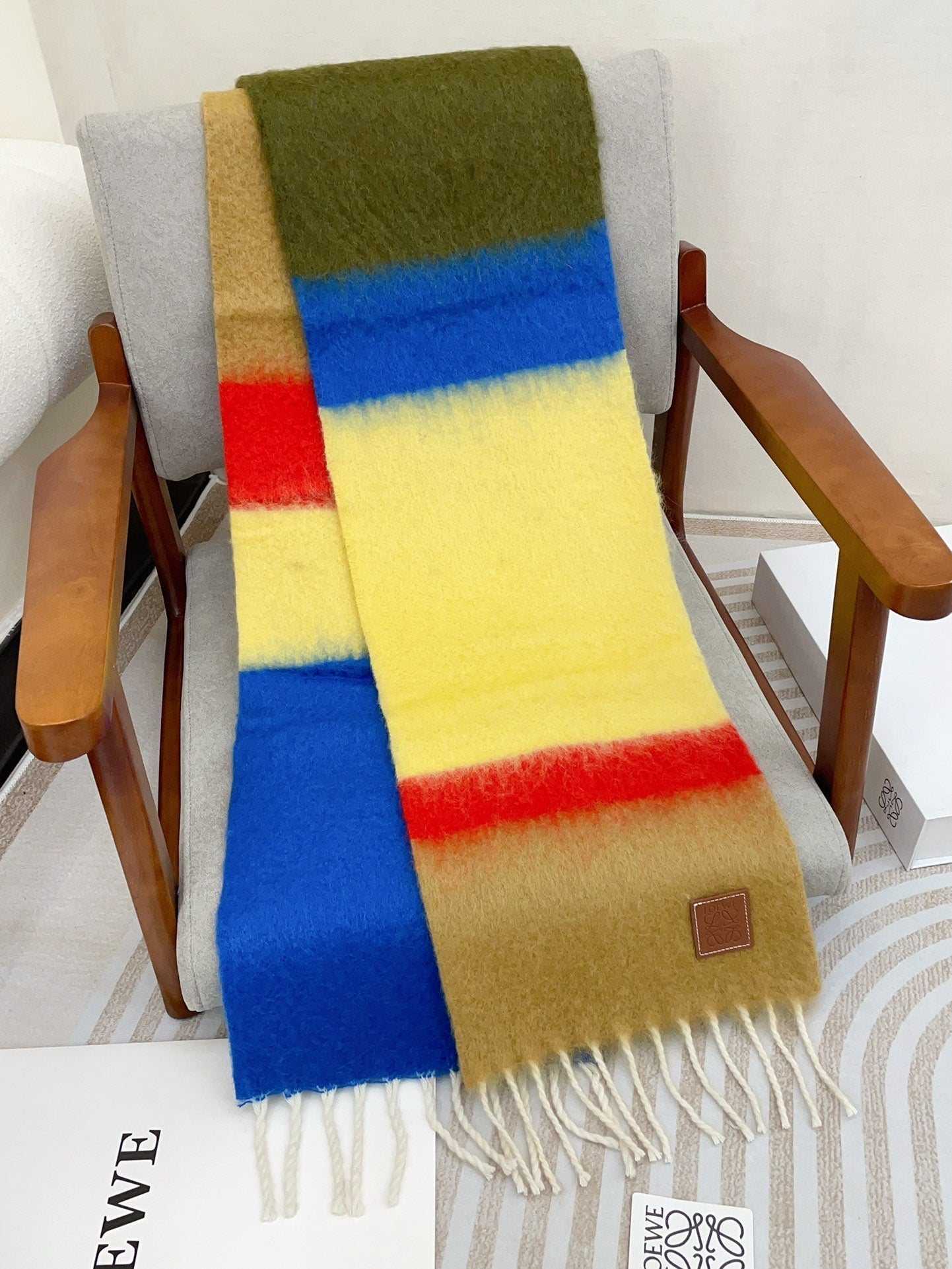 LOEWE SCARF 185 CM IN COLORFUL GRADIENT WOOL AND MOHAIR 396252