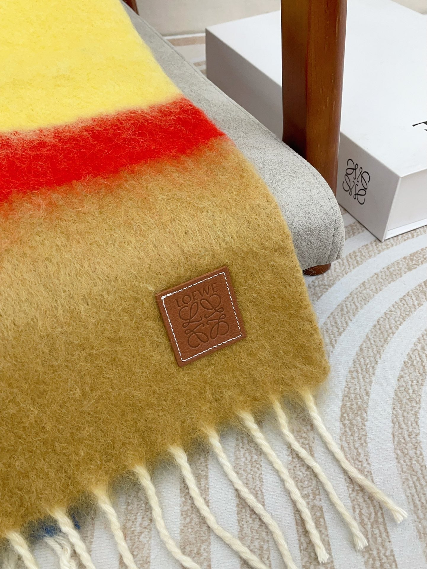 LOEWE SCARF 185 CM IN COLORFUL GRADIENT WOOL AND MOHAIR 396252