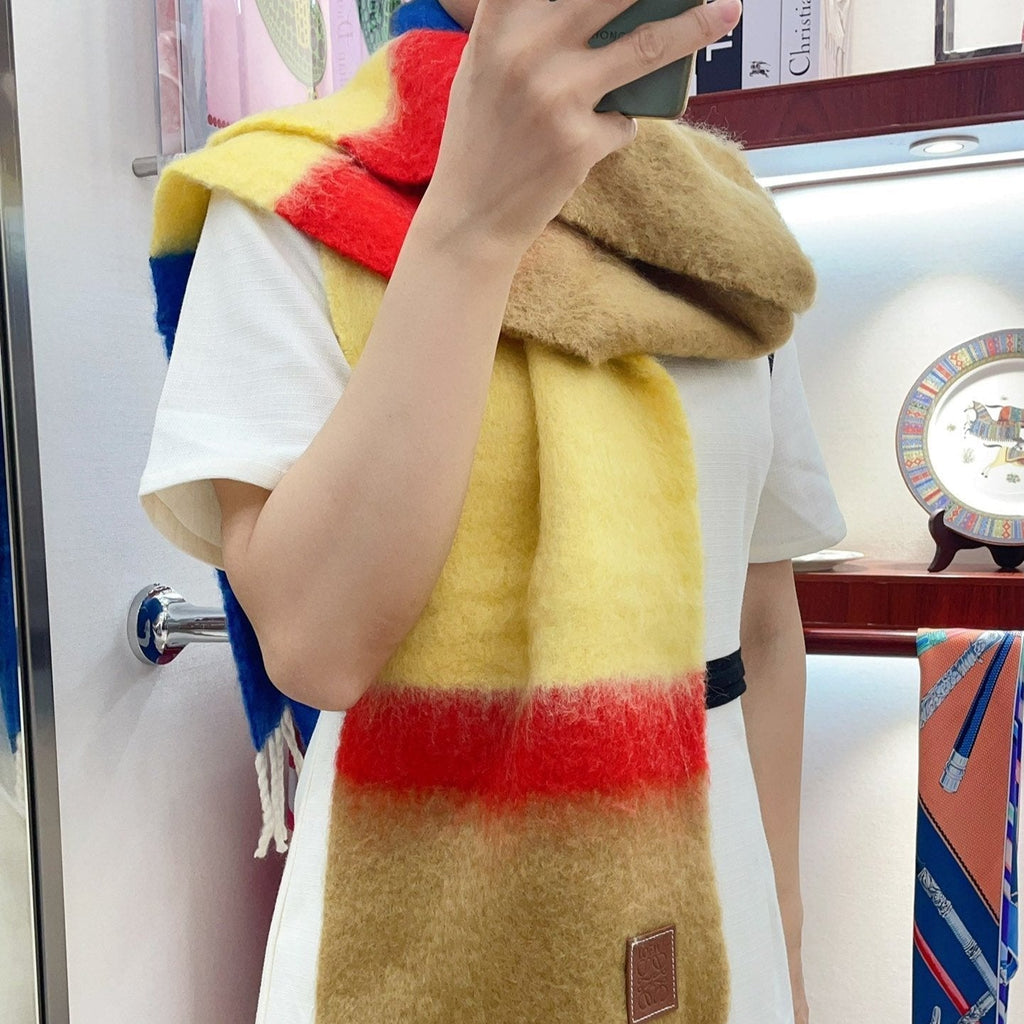 LOEWE SCARF 185 CM IN COLORFUL GRADIENT WOOL AND MOHAIR 396252