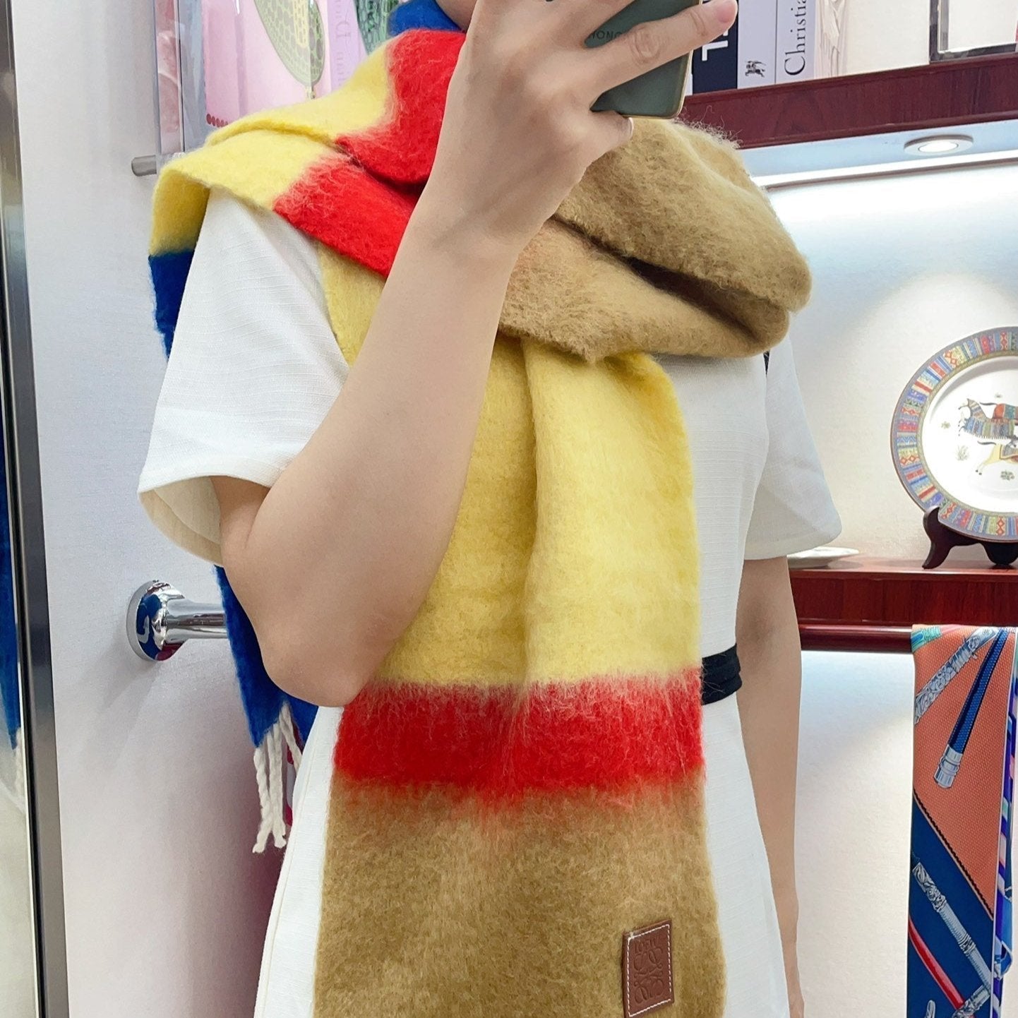 LOEWE SCARF 185 CM IN COLORFUL GRADIENT WOOL AND MOHAIR 396252