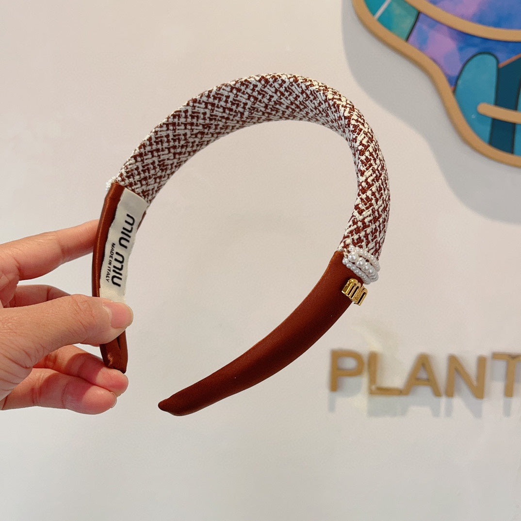 CHANEL HEADBAND IN AMBER ORANGE TWEED AND SILK 262051
