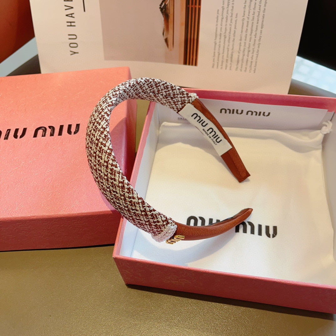 CHANEL HEADBAND IN AMBER ORANGE TWEED AND SILK 262051