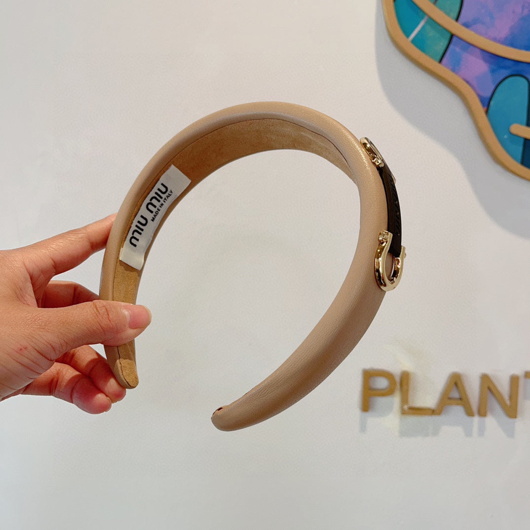 CHANEL GOLD HORSEBIT HEADBAND IN WOOD BROWN CALFSKIN 329350