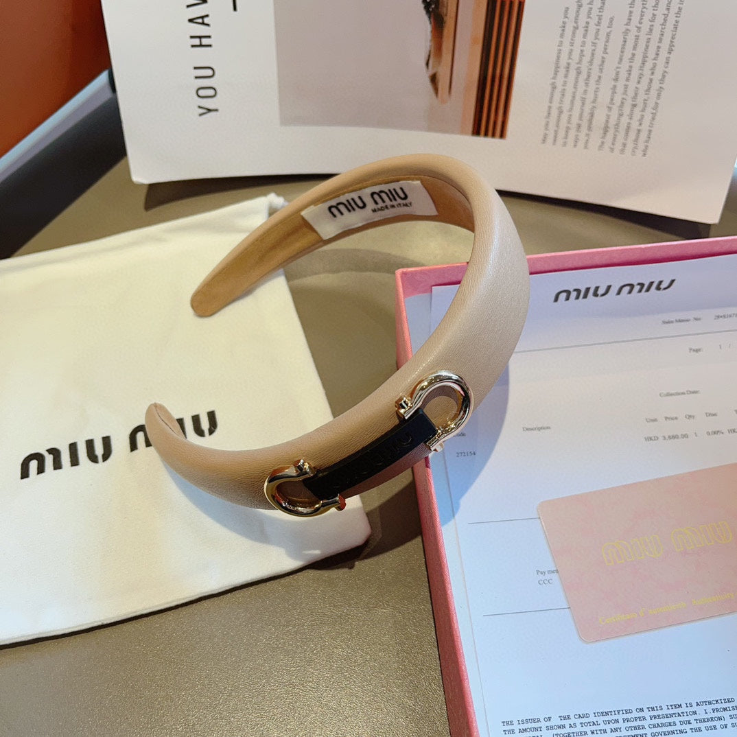 CHANEL GOLD HORSEBIT HEADBAND IN WOOD BROWN CALFSKIN 329350