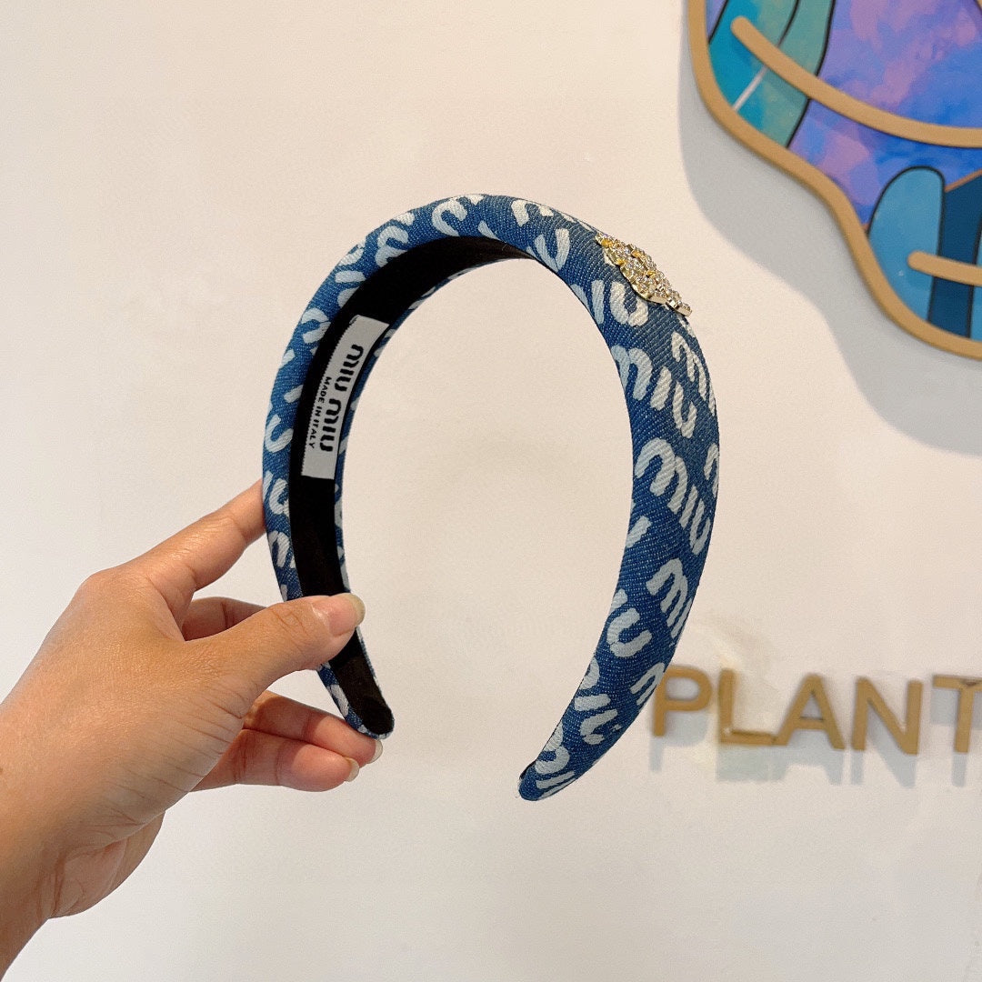 CHANEL CLASSIC BLUE HEADBAND DENIM 402880