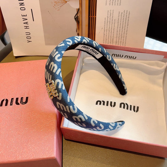 CHANEL CLASSIC BLUE HEADBAND DENIM 402880