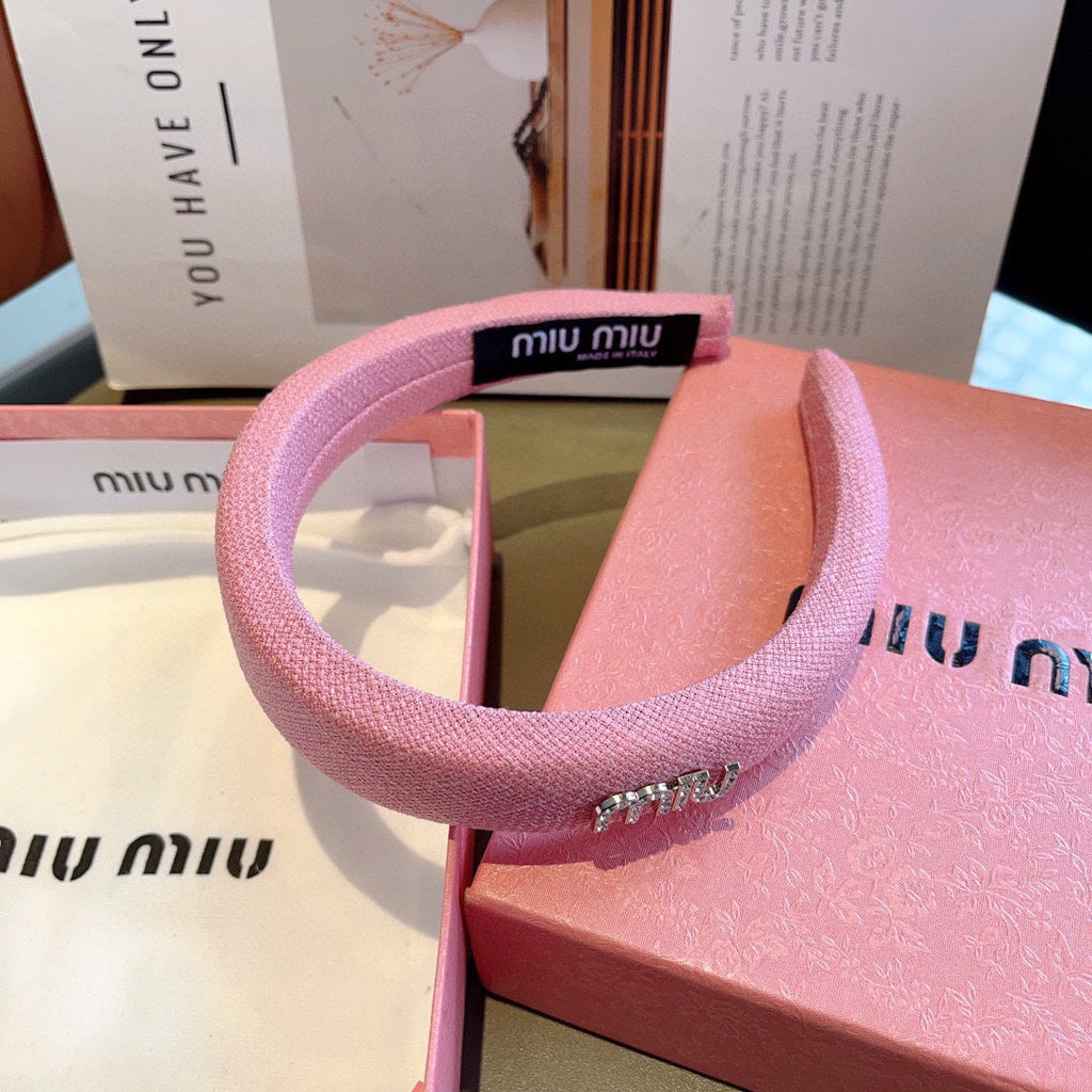 CHANEL THICK HAIR BAND IN PINK RAW FABRIC 423577
