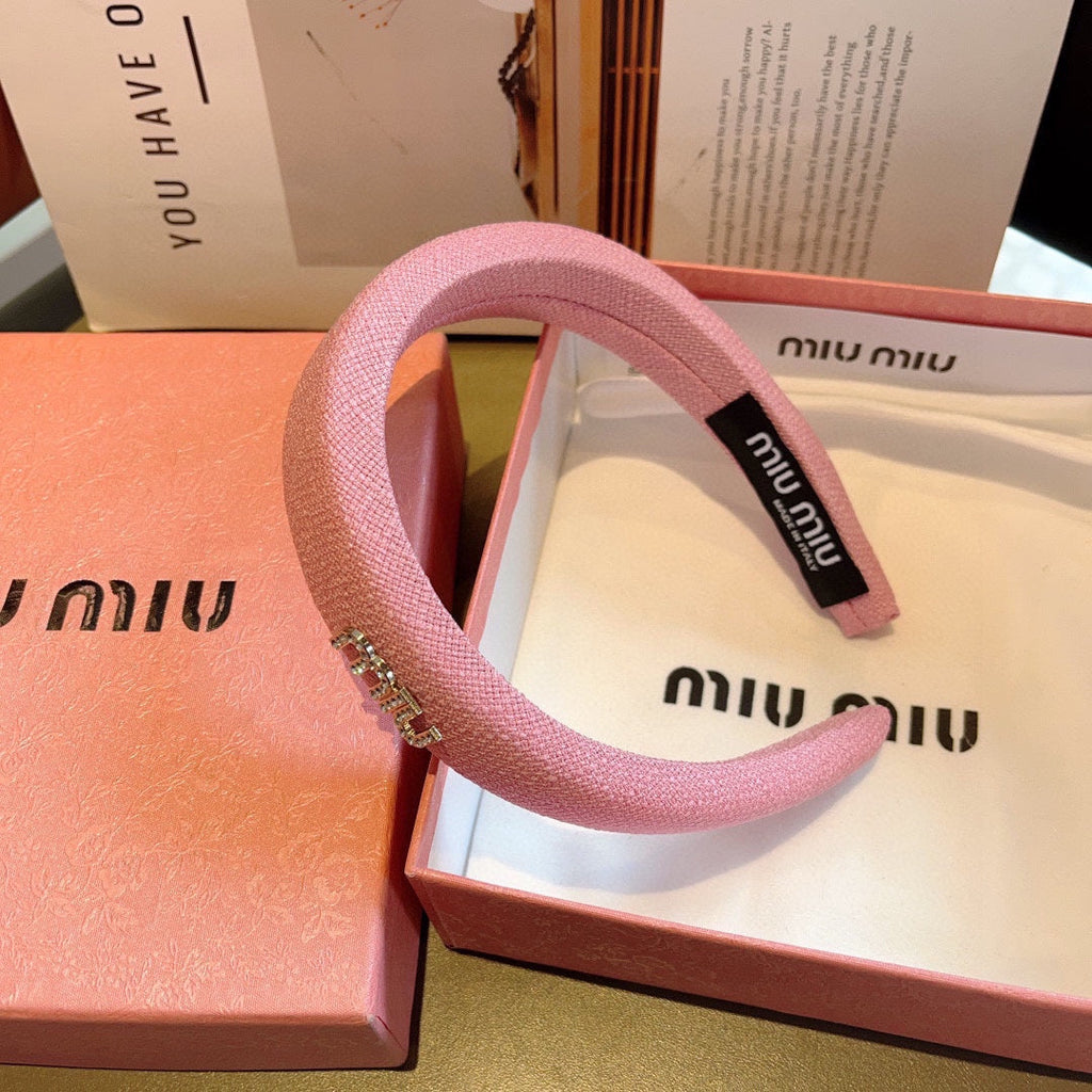 CHANEL THICK HAIR BAND IN PINK RAW FABRIC 423577