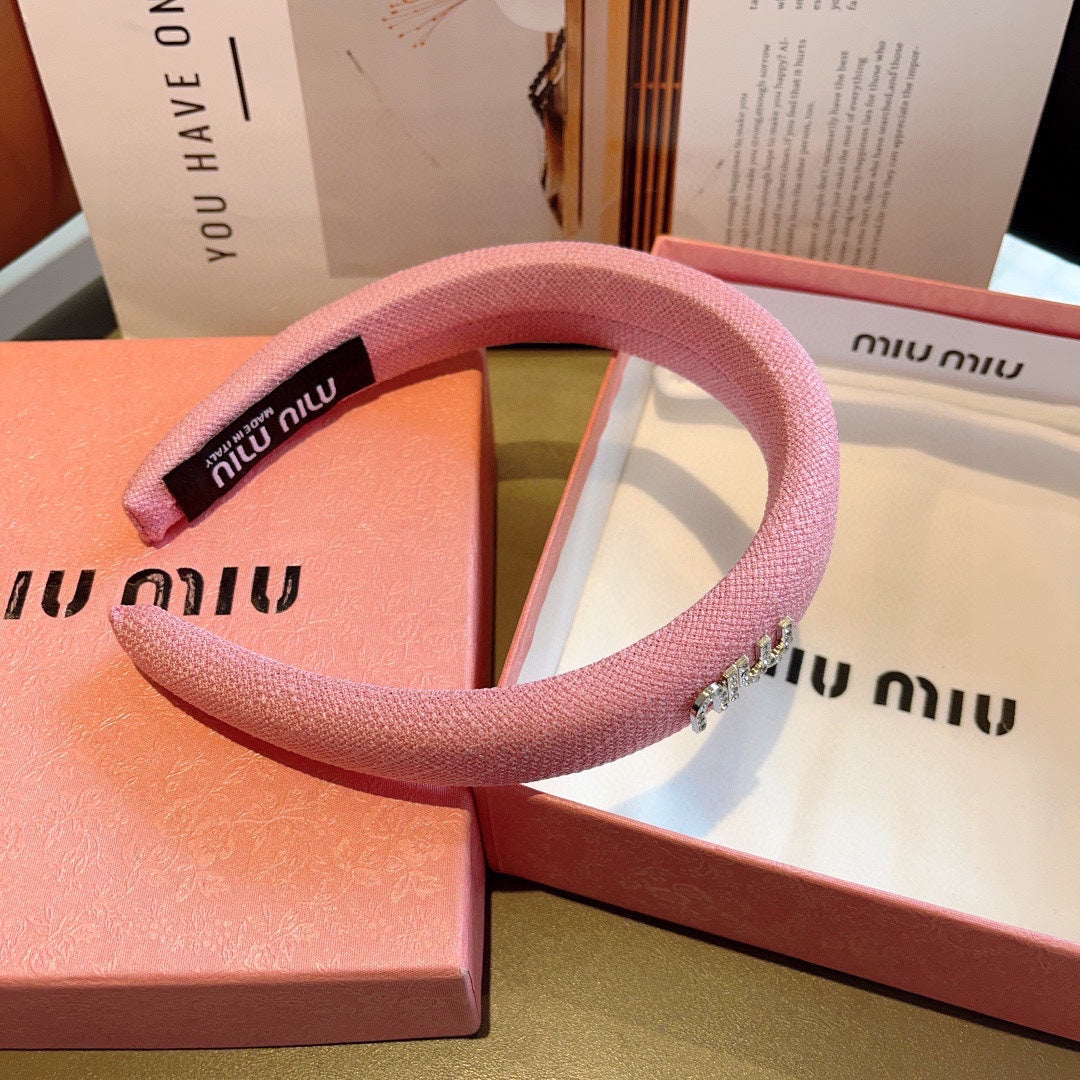 CHANEL THICK HAIR BAND IN PINK RAW FABRIC 423577