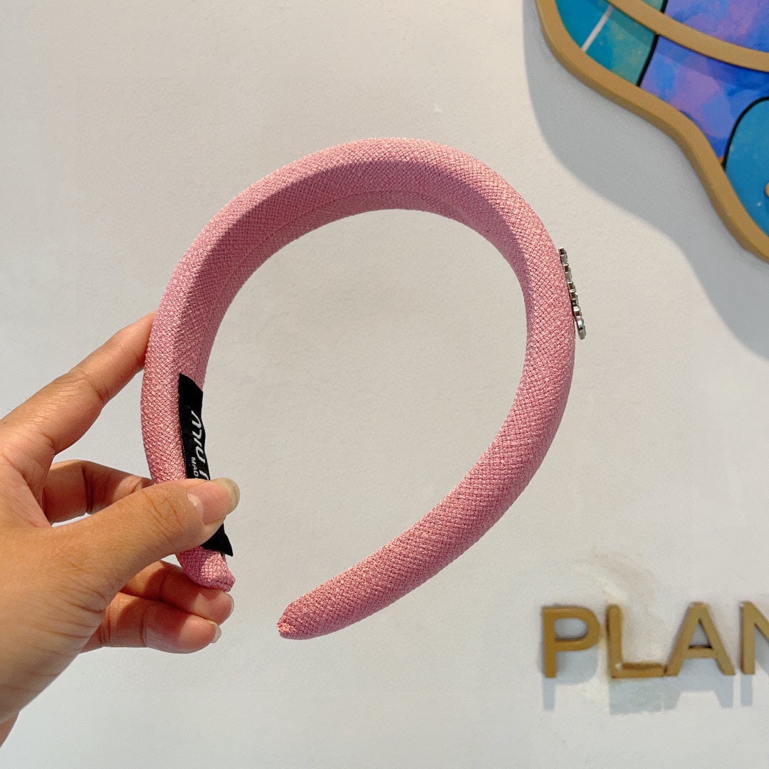CHANEL THICK HAIR BAND IN PINK RAW FABRIC 423577