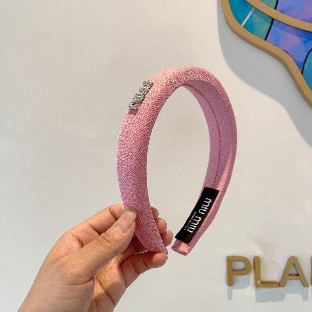 CHANEL THICK HAIR BAND IN PINK RAW FABRIC 423577