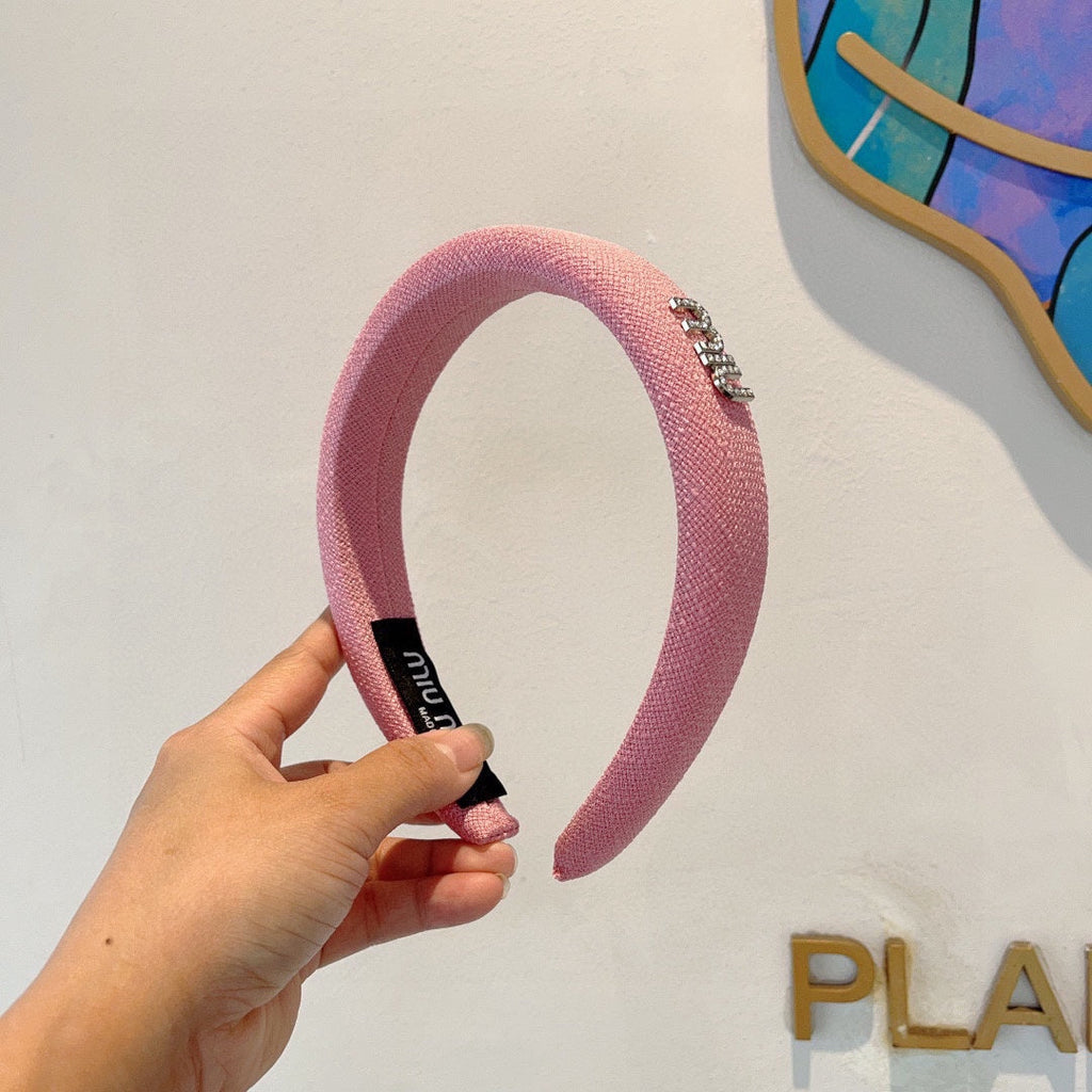 CHANEL THICK HAIR BAND IN PINK RAW FABRIC 423577