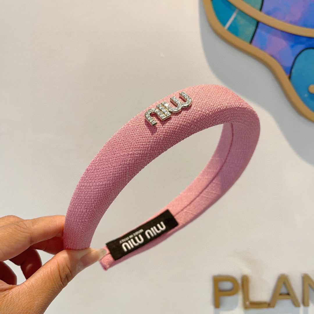 CHANEL THICK HAIR BAND IN PINK RAW FABRIC 423577