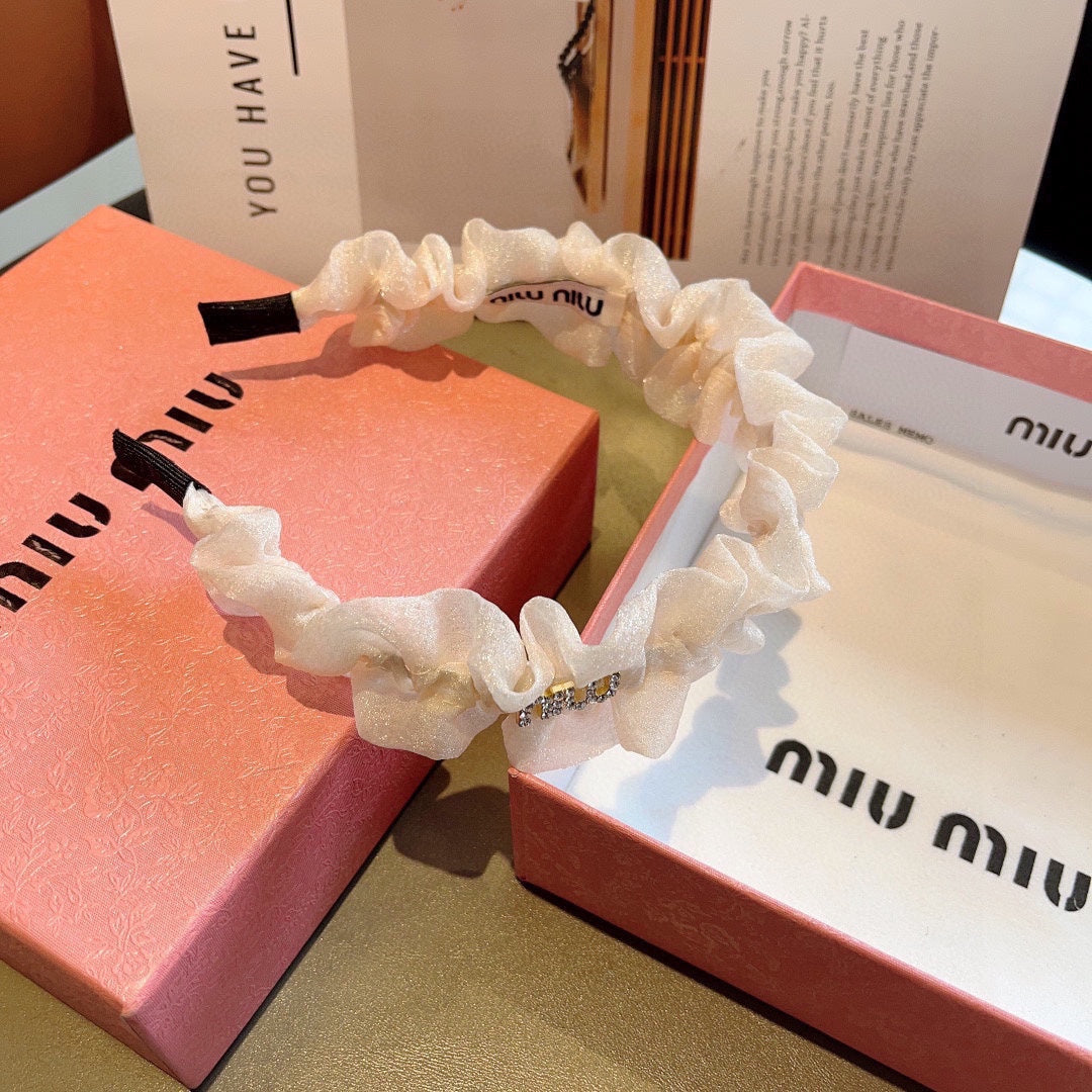 CHANEL HEADBAND IN WHITE VOILE FABRIC 427317