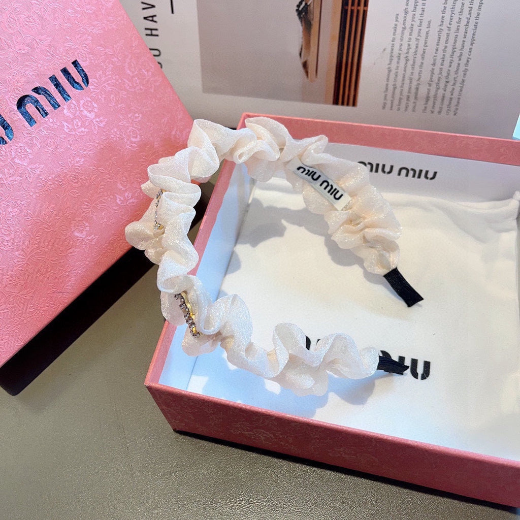 CHANEL HEADBAND IN WHITE VOILE FABRIC 427317