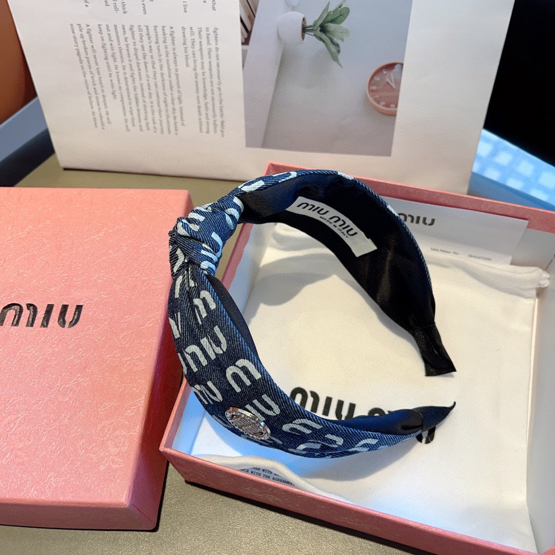 CHANEL HEADBAND IN PRUSSIAN BLUE DENIM 432756