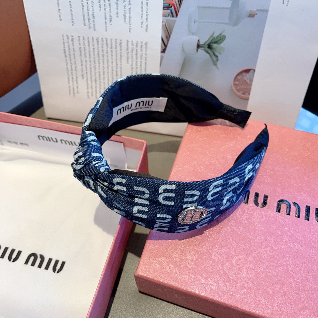 CHANEL HEADBAND IN PRUSSIAN BLUE DENIM 432756