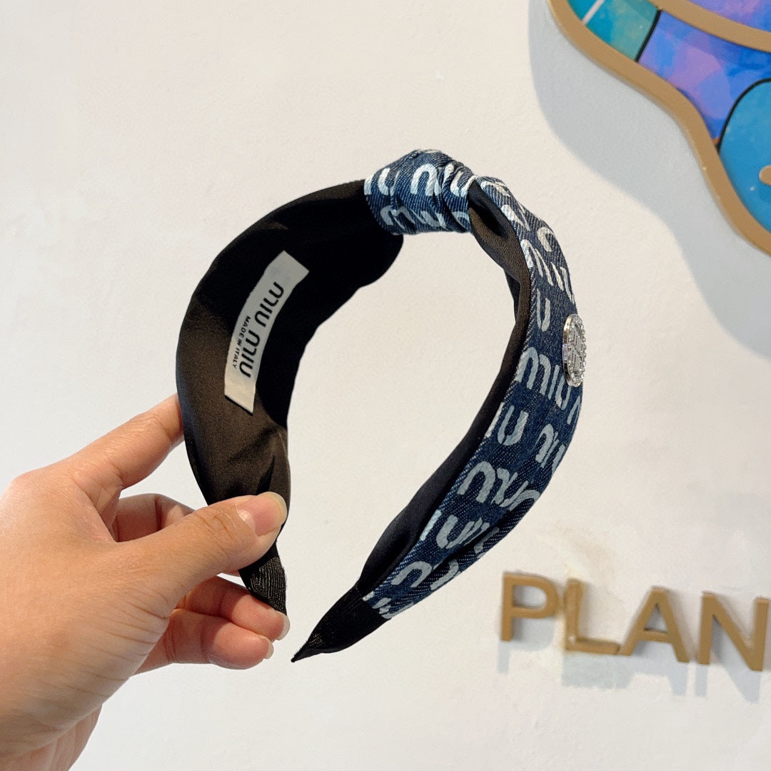 CHANEL HEADBAND IN PRUSSIAN BLUE DENIM 432756