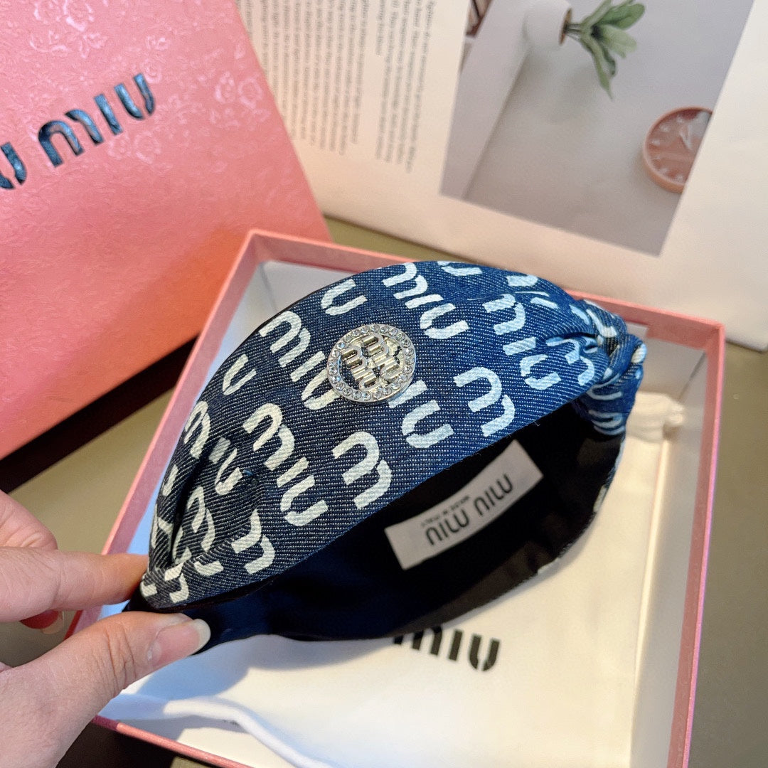 CHANEL HEADBAND IN PRUSSIAN BLUE DENIM 432756